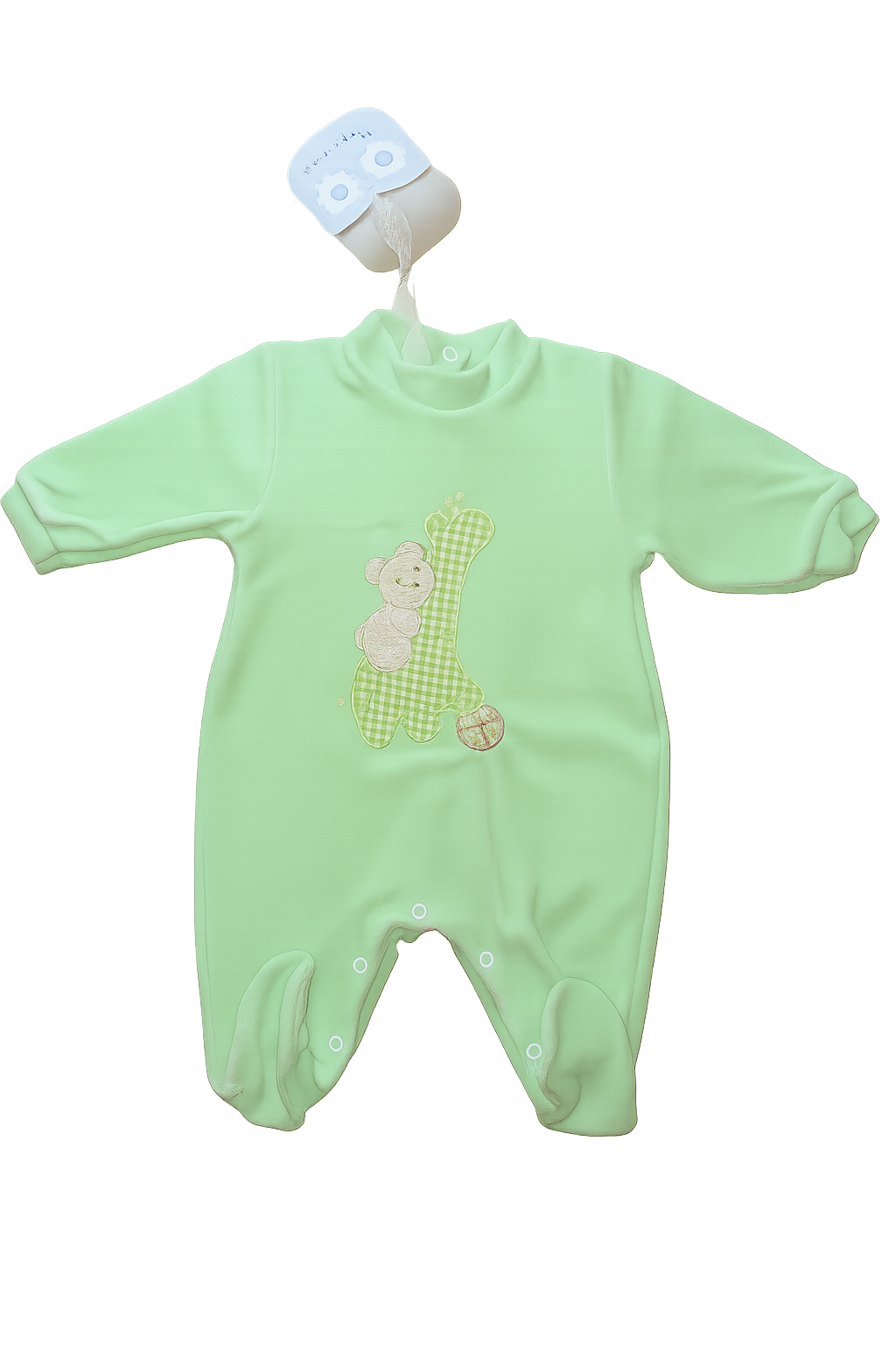 Tutina in Ciniglia con Applicazione Giraffa e Orsetto verde