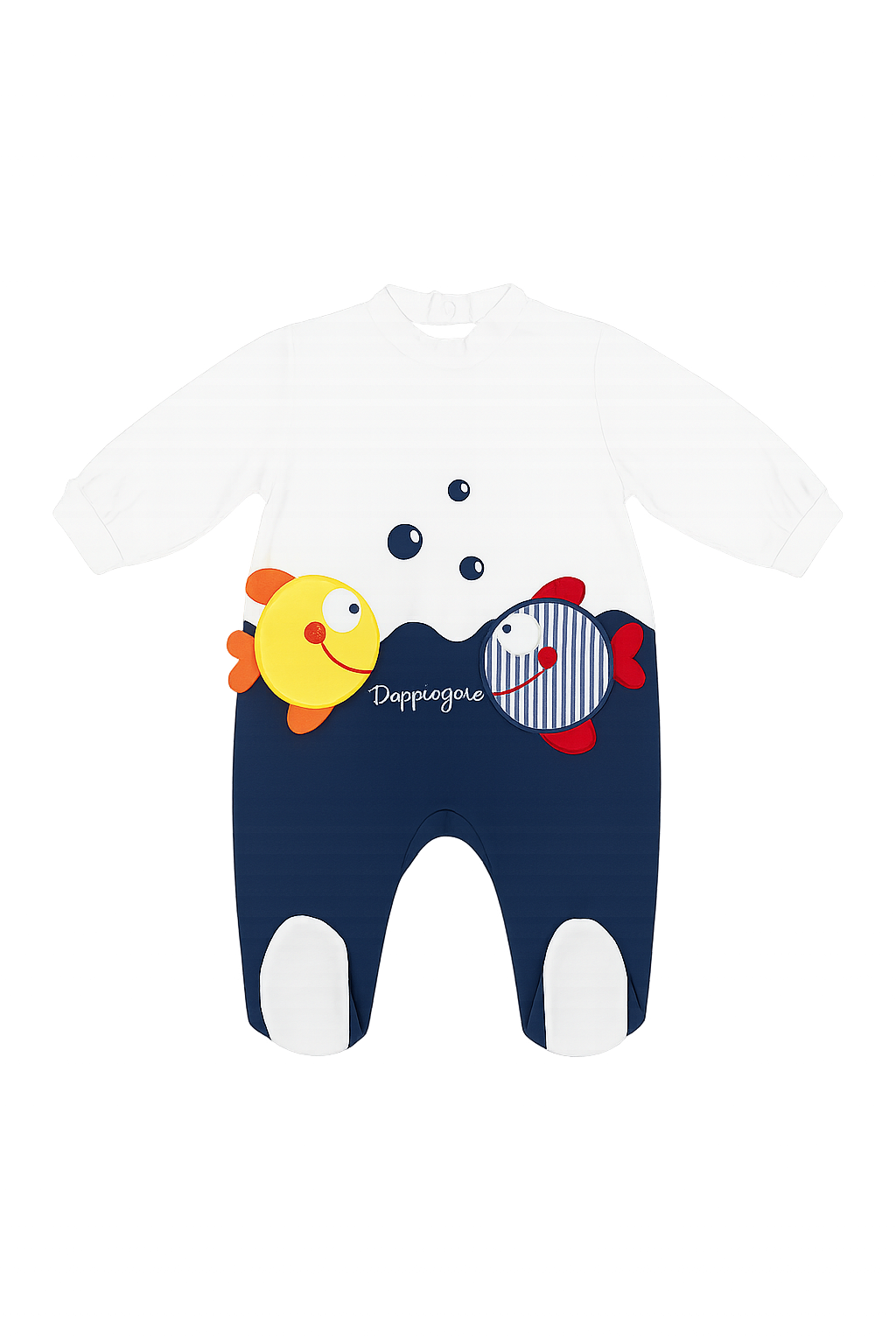 Tutina in Jersey Bicolore con Applicazioni Pesci