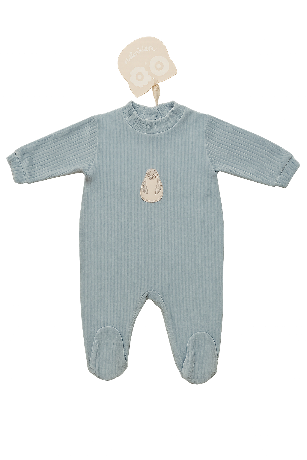 Tutina Intera in Ciniglia Costine con Applicazione Pinguino