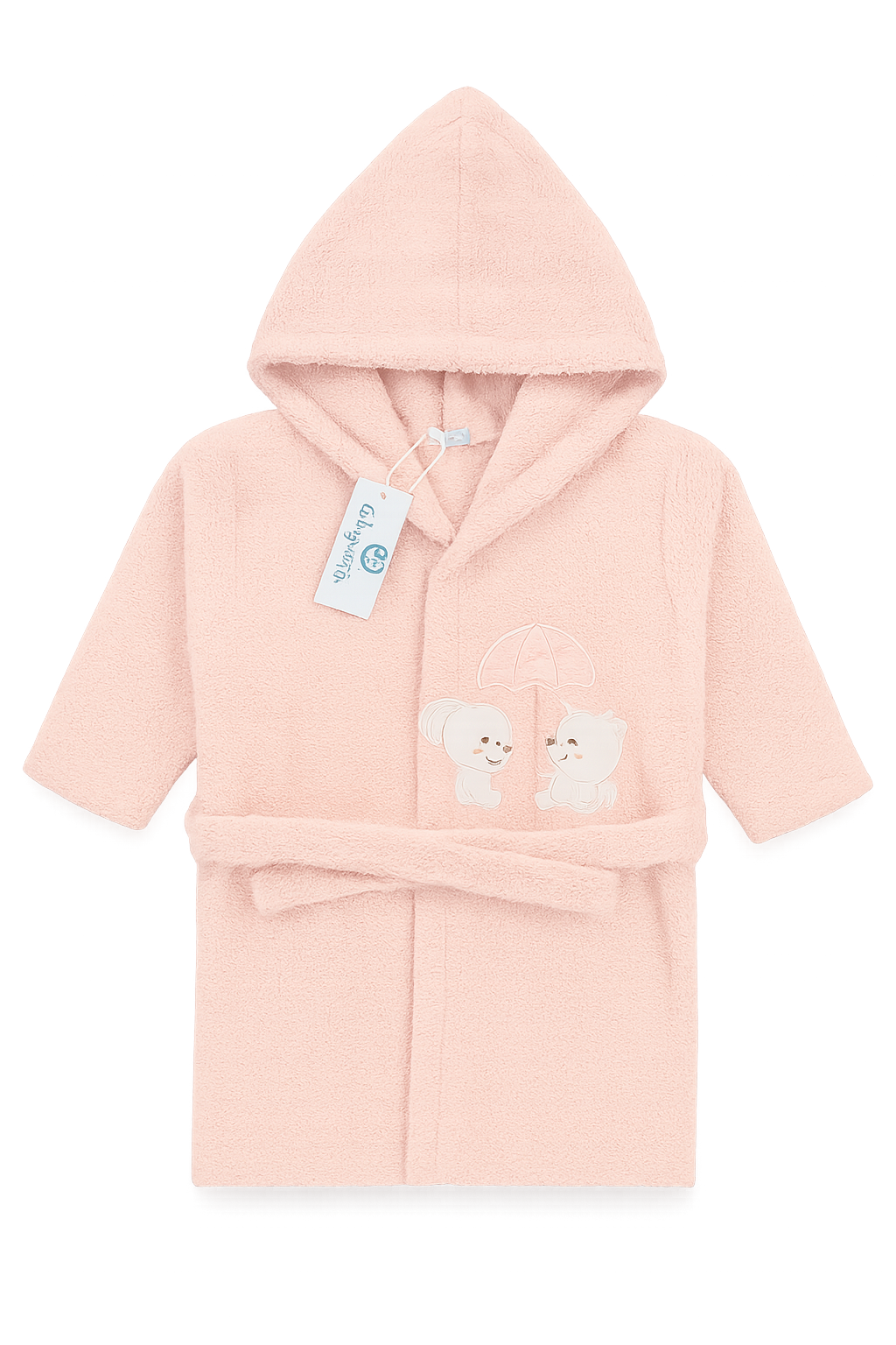 Accappatoio Vestaglia in Spugna Rosa con Dettagli a Contrasto e Ricamo Cuore